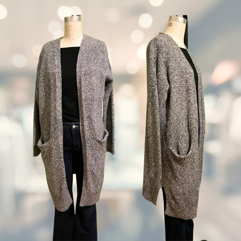 Grey Old Navy Knee Length Cardigan